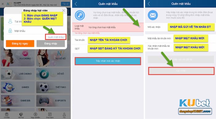 Quên mật khẩu Kubet